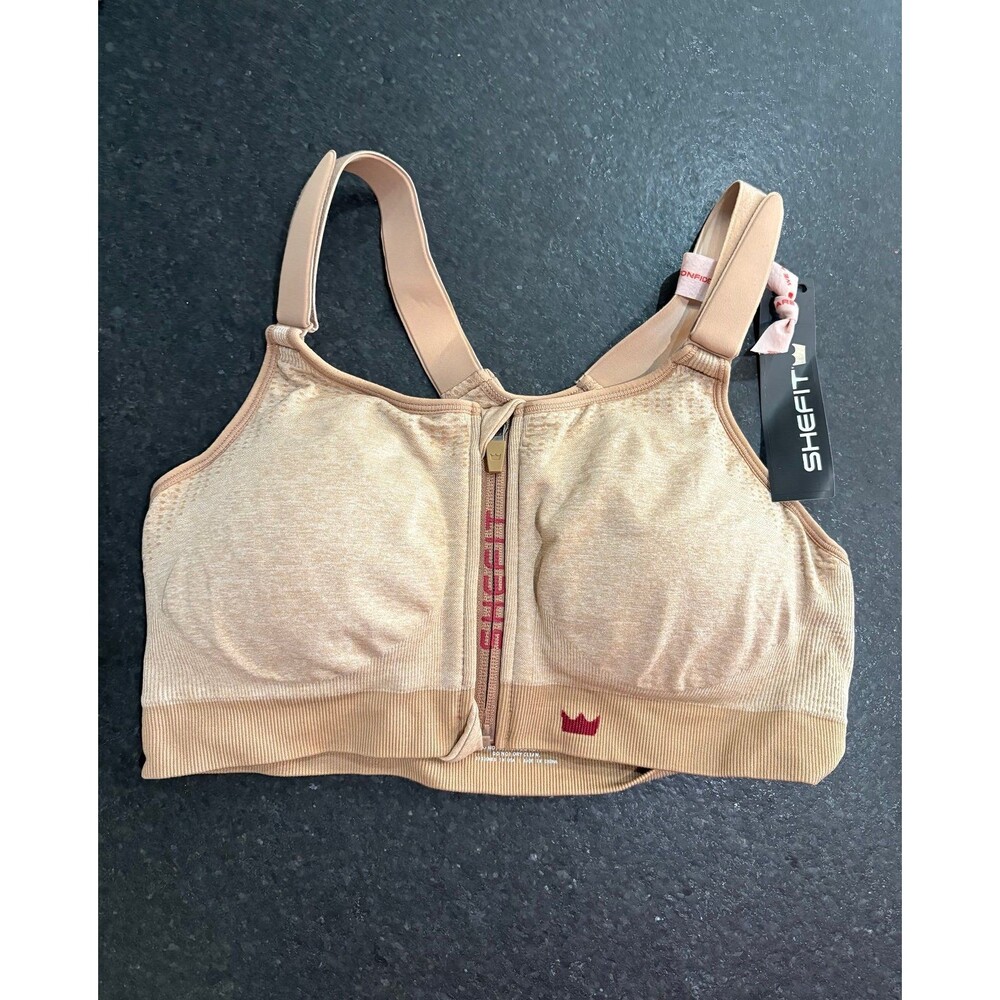 SHEFIT Low Impact Sports Bra in Heathered Tan Size Large (Luxe) NWT with Bag